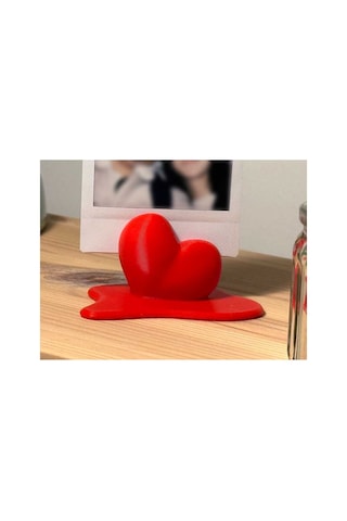 Erimiş Kalp Figürlü 3d Baskılı Polaroid Fotoğraf Standı - Romantik Fikri Kırmızı 2 adet