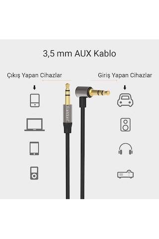 Earldom Aux46 Tak Çalıştır 1m 3.5mm Aux Kablo - Siyah M414