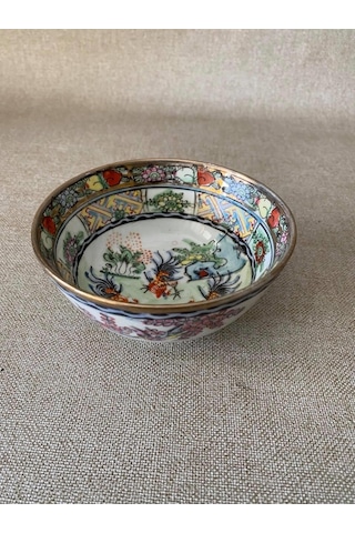 Horoz Motifli El İşçilikli Porselen Kase 5,5 cm - Porselen Çerezlik