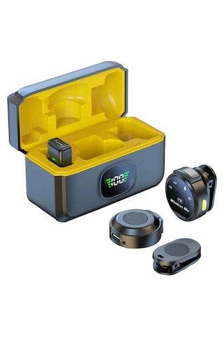 J6 Iphone Ve Android Uyumlu Mini Kablosuz Yaka Mikrofonu Göstergeli Led Şarj Kutulu Gürültü Azaltma