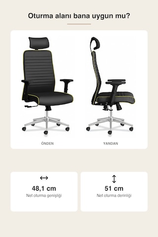 Upstyle Zirve Deri Ergonomik Çalışma Ve Yönetici Koltuğu Siyah/sarı Siyah / Sarı Biye
