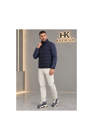 Hk Premium Oysho Kumaş Kollu Şişme Mont Su İtici Kışlık Lacivert