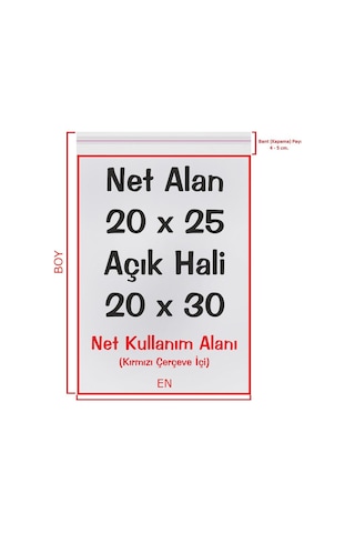 20x25+5 cm (20*30) 500 Adet Şeffaf Bantlı Yapışkanlı jelatin Poşet