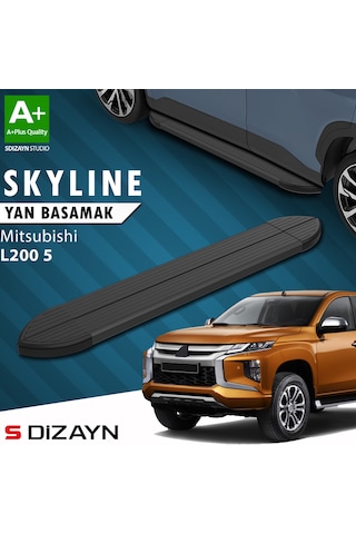 S-dizayn Mitsubishi L200 5 Makyajlı Skyline Siyah Yan Basamak 203 Cm 2019-2023 A+ Kalite