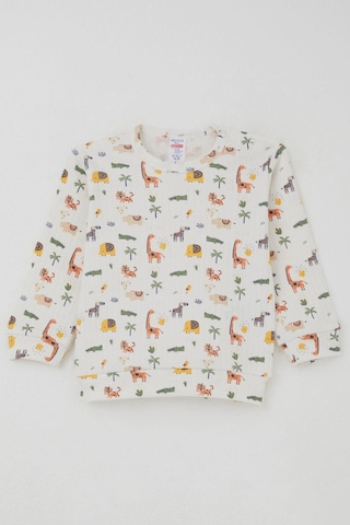 Breeze Erkek Bebek Pijama Takımı Omuzdan Patlı Bebek Hayvanat Bahçesi 4 Ay-1 Yaş, Ekru Ekru