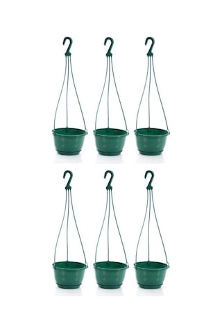 Omnipazar So-sm02 Safir Makrome Askılı Balkon Saksı 3.4 Lt Yeşil 6 Adet
