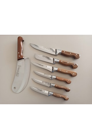 Lazoğlu Sürmene Mutfak Kasap Kurban Bıçak Seti 6 Bıçak ve Zırh