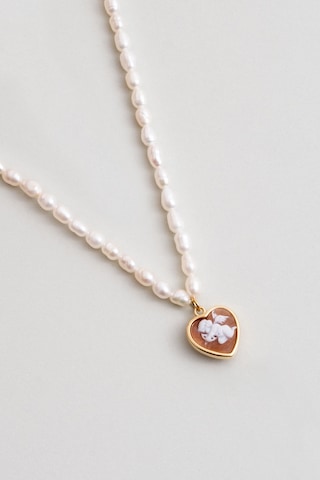 Cameo Italiano 18 Ayar Sarı Altın Kaplama 47 Cm Gümüş İnci Kolye Sarı