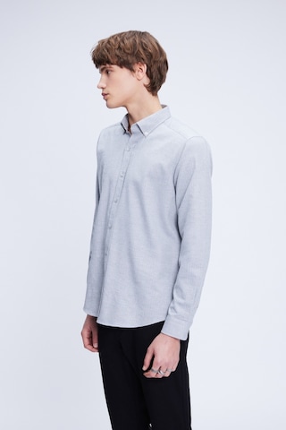 Hatemoğlu Gri Slim Fit Uzun Kol Düğmeli Yaka Flanel Gömlek 24d190000055 007 Gri