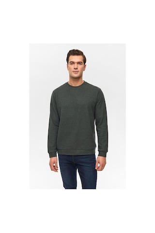 SÜVARİ Haki Regular Düz Bisiklet Yaka Sweatshirt Haki