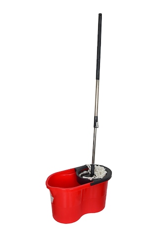 Zambak Plastik Temizlik Seti Kova+Mop+Paspas+Sap Kırmızı Renk