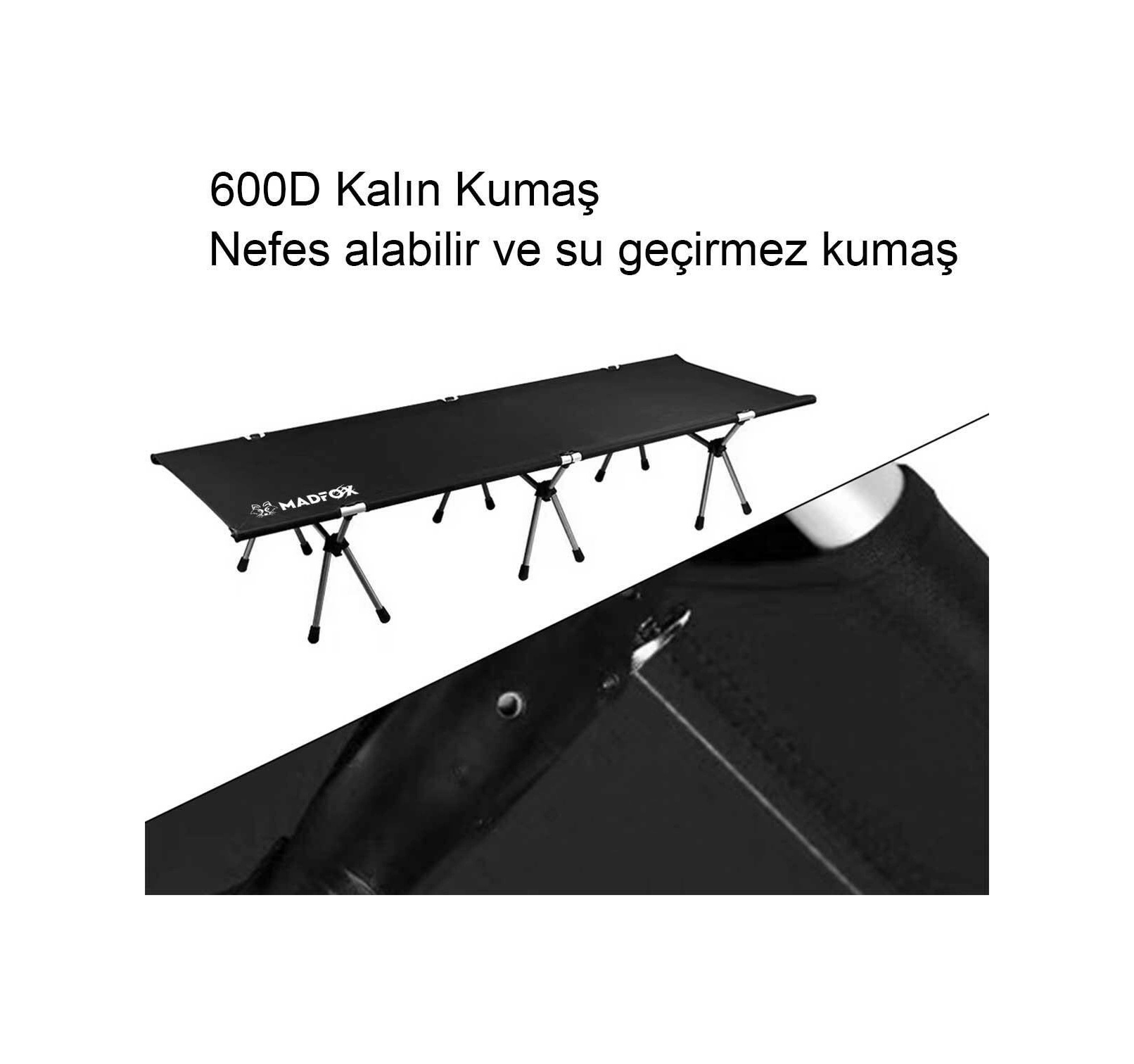 Madfox Avanger Katlanır Kamp Yatağı Kampet Siyah Siyah