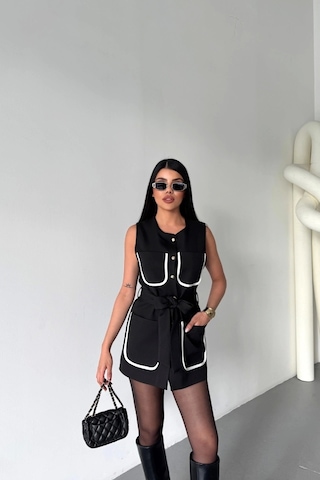 Büyük Cep Biye Detaylıyelek - Siyah Siyah