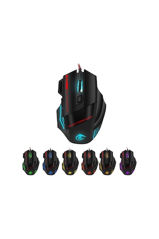 Hxsj Yedi Renk 7d Kablolu Fare Aydınlatmalı Oyun Faresi Kablolu Fare 3200 Dpı Ateş Tuşları