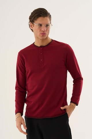 Alexandergardi Waffle Kumaş Düğmeli Yaka Uzun Kollu Sweatshirt Bordo