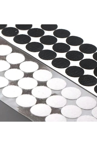 Arkası Yapışkanlı Yuvarlak Cırt Cırtlı Bant. Cırt Bant 1 Cm Genişlik-100 Çift-Beyaz