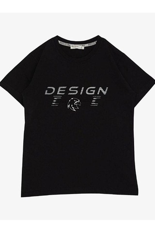Breeze Erkek Çocuk Pamuklu Kabartma Design Yazılı Yarım Kol Tshirt-14609 SIYAH