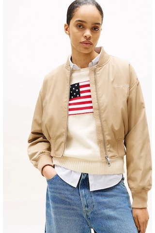 Tommy Hilfiger Kadın Naylon Normal Kesim Kısa Bej Bomber Ceket Ww0ww45634aeh Bej