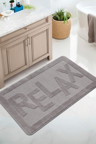 Doğal Kaymaz Taban Banyo Paspas Uzun Ömürlü Yumuşak Dokulu Su Emici Yıkanabilir Relax 60x100 Gri