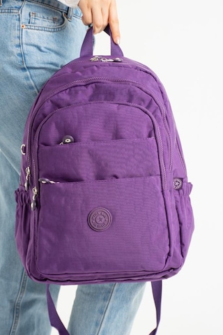 Unisex Okul Çantası Klinkır Kumaş Sırt Çantası Çok Cepli Hafif Yağmur Geçirmez 42 30 Cm Mor