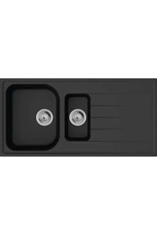 Hansgrohe S 520 - F 525 Ankastre Granit Eviye 980 / 480 Otomatik Gider Seti Grafit Siyah