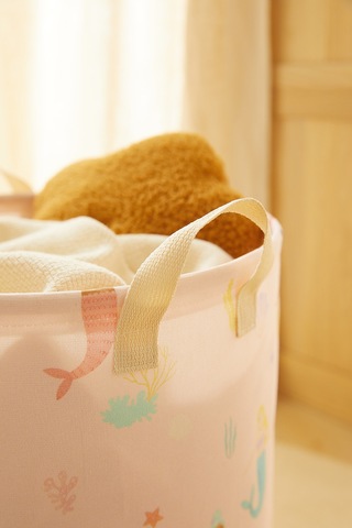 Home Wave Çocuk Odası Deniz Kızı Desenli Oyuncak Sepeti 33 x 40 cm