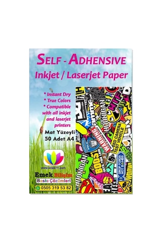 Laser Uyumlu Güçlü Yapışkanlı 50 Adet A4 Etiket Kağıdı Mat Yüzeyli 120gsm Genel