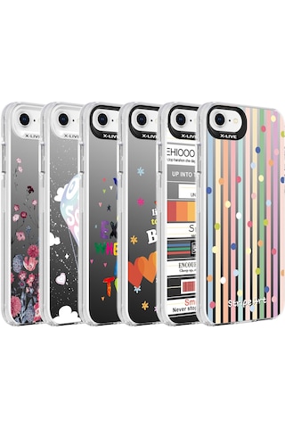 Apple Uyumlu iPhone 8 Kılıf Desenli Zore Silver Sert Kapak Kalp