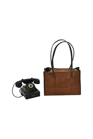 Bayan Süet Çanta Elegant Tote - Bej Koyu Kahverengi