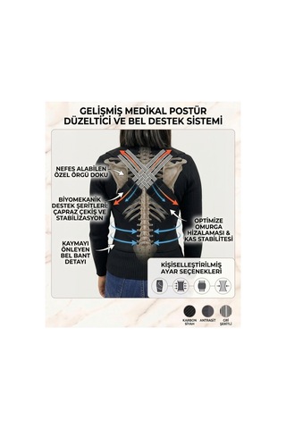 Dik Duruş Korsesi Sırt Bel Bedensiz Ayarlanabilir
