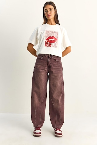 Shade Kadın Vintage Yıkamalı Baggy Kesim Rahat Kalıp Denim Pantolon 703 60286060 - Mürdüm