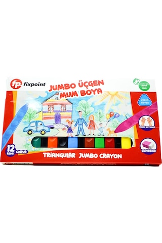 Fixpoint Jumbo Üçgen Mum Boya 12 Renk P-2138