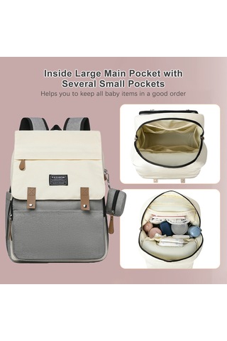 Maiyame Erkek-kadın Kullanıma Uygun Isı Yalıtımlı Biberon Cebi İle Çekirdek Çanta, Su Geçirmez Nilon Malzeme, Bebek Arabasına Takılabilir, Gri Gri