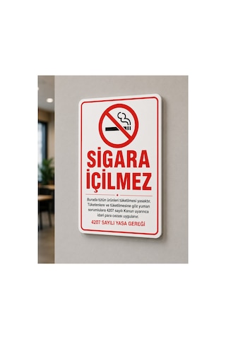 4 Mm Foreks'li Sigara İçilmez Uyarı İkaz Levhası A4 Sticker Folyo Baskı
