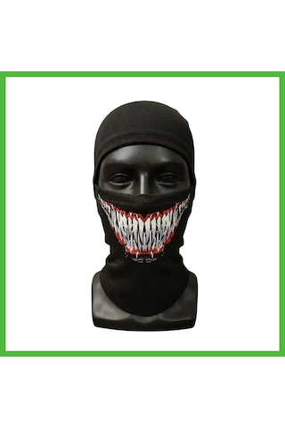 Vaveni Unisex Tam Yüz Balaklava Diş Desenli Kışlık Maske Nefes Alan Esnek Kask Altı Boyunluk Yumuşak Viskoz Arz Siyah