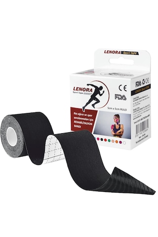 Lenora Kinesiology Bandı Siyah Sporcu Bandı 5 x 5 M Lenora Kinesiology Bandı Siyah Sporcu Bandı 5 x 5 M