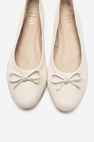 Luvi Shoes 01 Krem Cilt Hakiki Deri Kadın Babet Ayakkabı