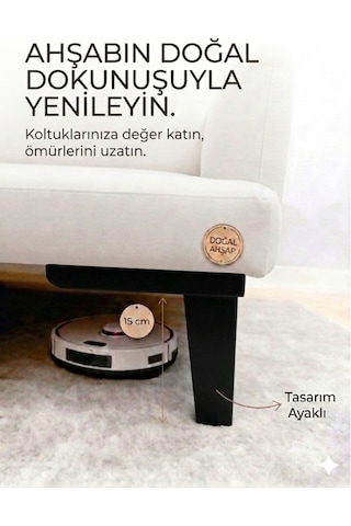 1. Sınıf Gürgen Ağacı Siyah Mobilya Kanepe Koltuk Tv Ünitesi Mobilya Ayakları 5 Li Küt Set Köşe Ayak Ve Destek Ayağı 15 Cm Robot Süpürge Uyumlu
