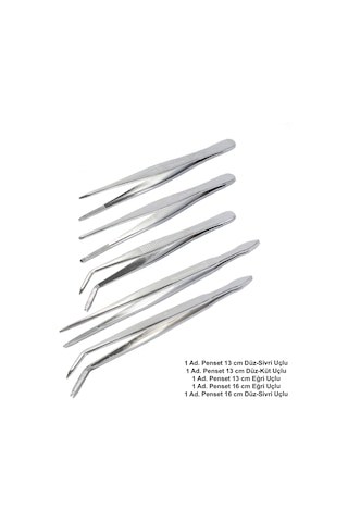 Penset 13 cm ve 16 cm 5’li SET / Nikel Kaplama