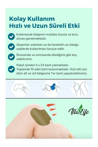 Dermo Relax Illa Life Hızlı Etkili Yeni Dermo Relax Diz Bandı 10'lu
