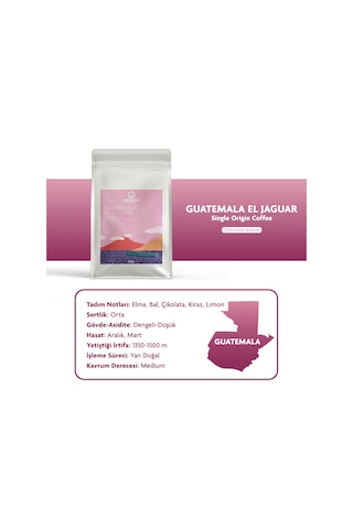 Guatemala El Jaguar 250g Çekirdek Kahve Taze Kavrulmuş Çekirdek