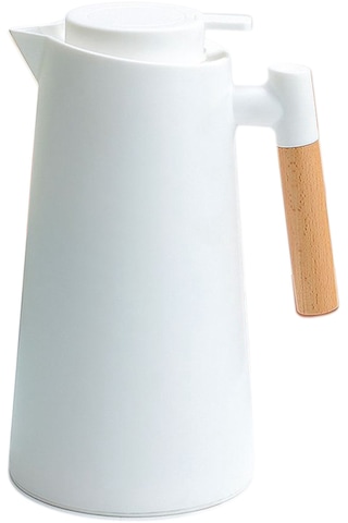 Hallow Termal Kahve Sürahi Çift Duvarlı Vakum Cezve Termal Beyaz 1 L