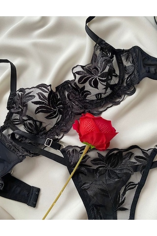La Linaa Mona Siyah Kadın Bralet Takım Siyah