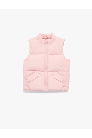 Koton Dik Yaka Kolsuz Kapaklı Cepli Yelek Pembe 6smg20009aw Pembe