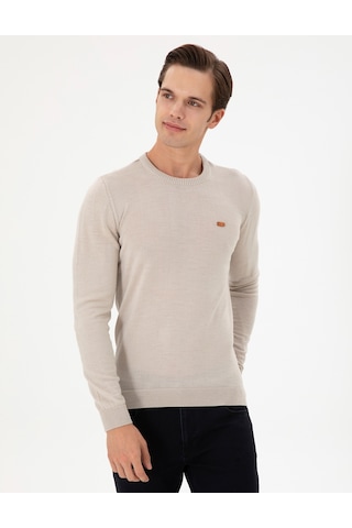 U.S. Polo Assn. Erkek Slim Fit Bisiklet Yaka Taş Melanj Kazak 50297040-VR225