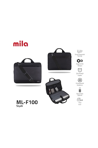 Classone Ml-f100 13,14,15.6" Mila Laptop Çantası,lenovo,hp,asus,monster,macbook,mac Air Uyumlu - Siyah