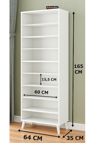 Ae-1088 Patentli İmaj Beyaz Ayakkabılık, 9 Raflı, Ayaklı, 4 Kapak