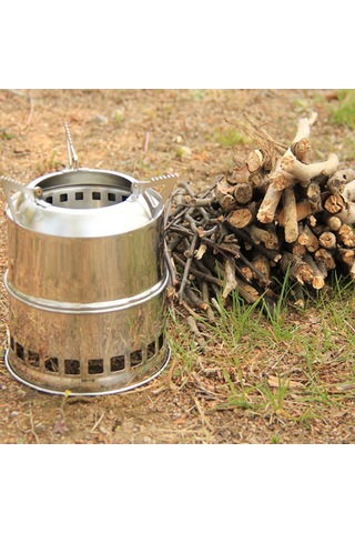 Yunboo Çelik Çelik Kamp Ateşi, Isı Ve Pişirme Için Taşınabilir, Uzun Süreli Ateşleme, Piknik Ve Bisiklet Turları İçin Uygun Gümüş