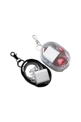 Konesam Şeffaf Beyaz Kablolar, Şarj Cihazları Ve Kulaklıklar İçin Taşınabilir Organize Kutusu - Asma Kanca İle Ulaşım Ve Ev Kullanıma Uygun