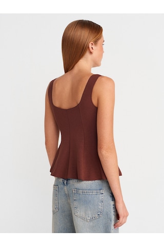 Dilvin 31987 Peplum Etekli Yelek-açık Kahve Açık Kahve